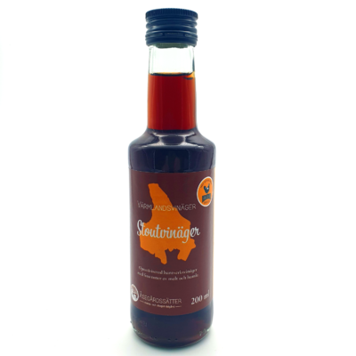 Stoutvinäger 5 en flaska mörkbrun genomskinlig stoutvinäger